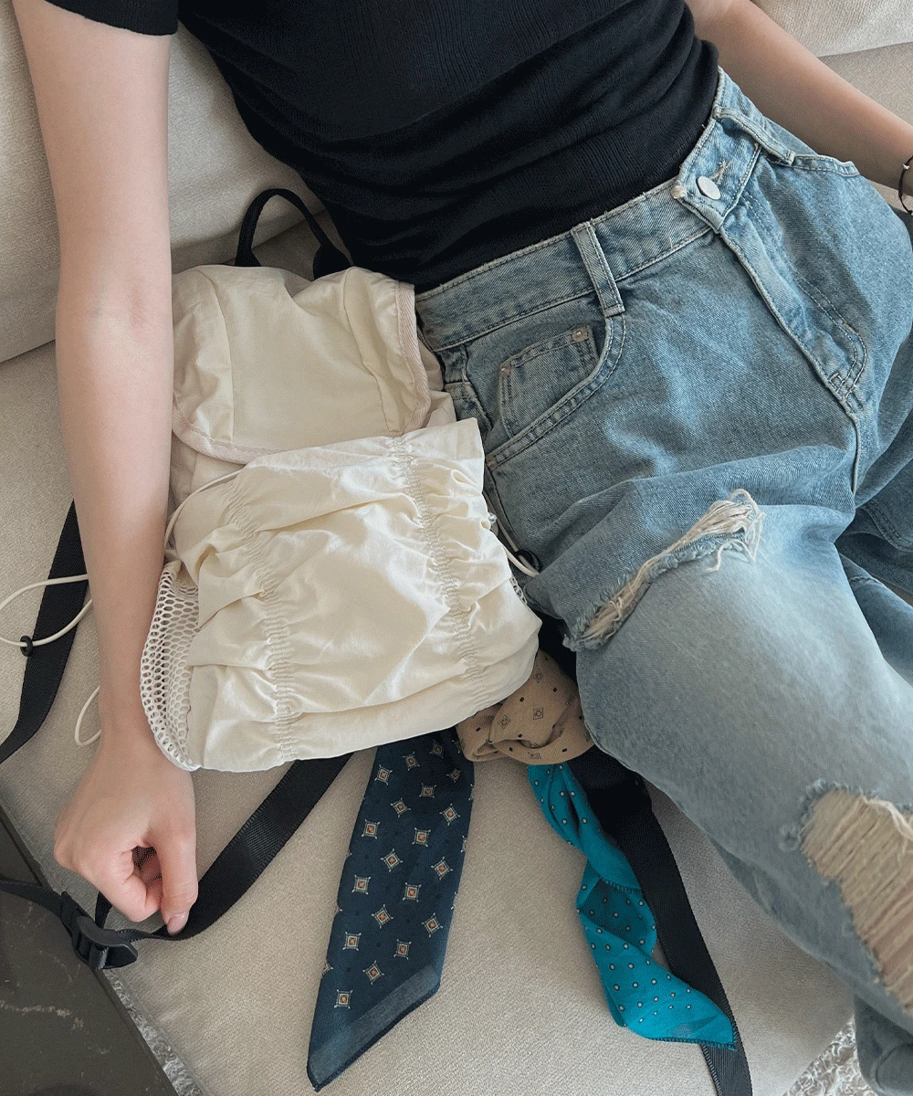 포잇코 주름 셔링 백팩