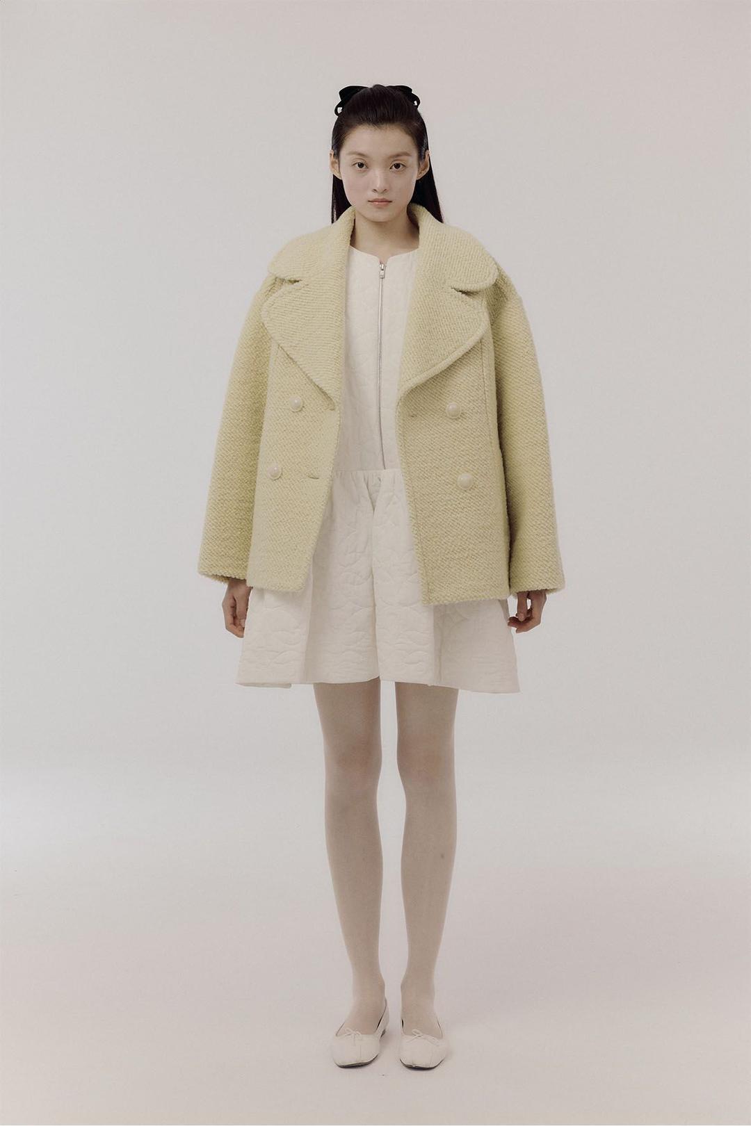 HEART LAPEL HALF COAT_YELLOW