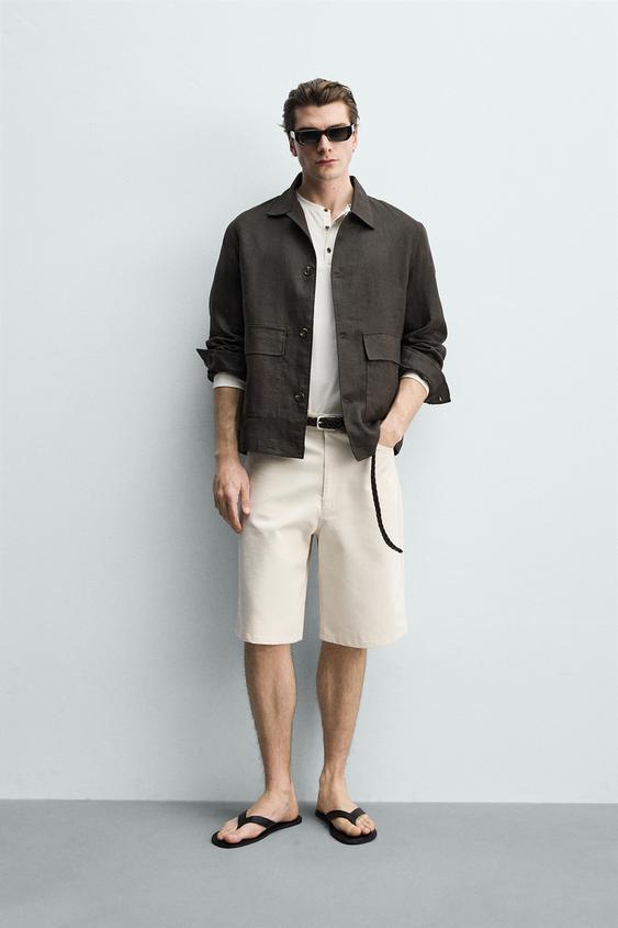 100% 린넨 오버셔츠