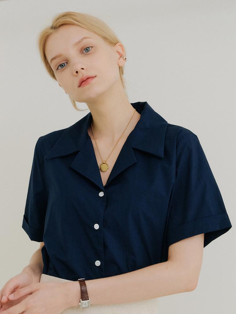 [엽페] COTTON ROLL SHIRT NAVY