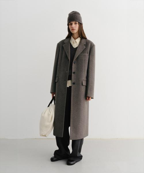 ESSENTIAL CASHMERE SINGLE COAT_UDCO5D222_MELANGE BROWN