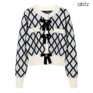 [ab.f.z] 리본 장식 버튼 패턴 니트 가디건 (AFX1HY36A)