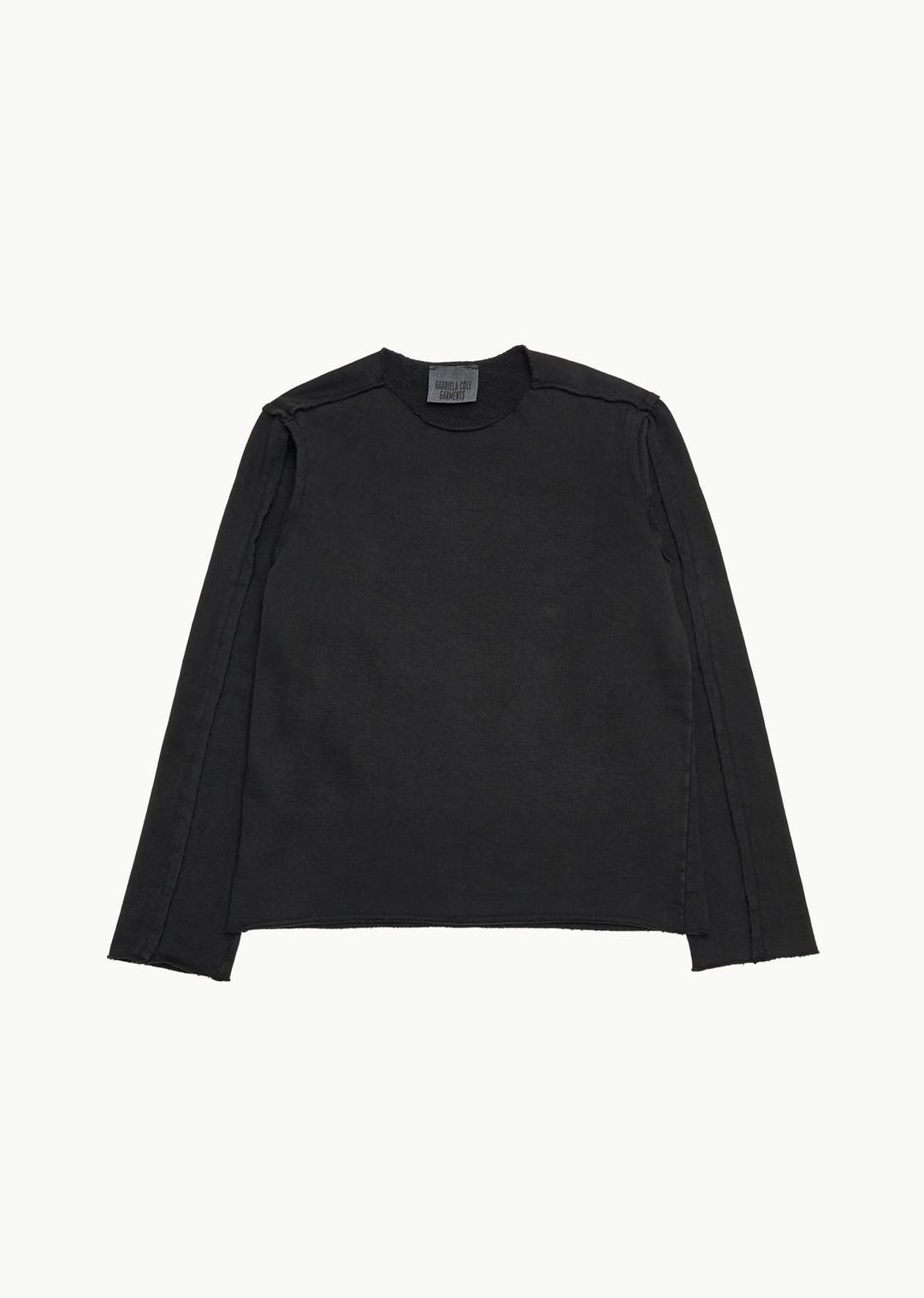no.317 organic cotton fleece top, black