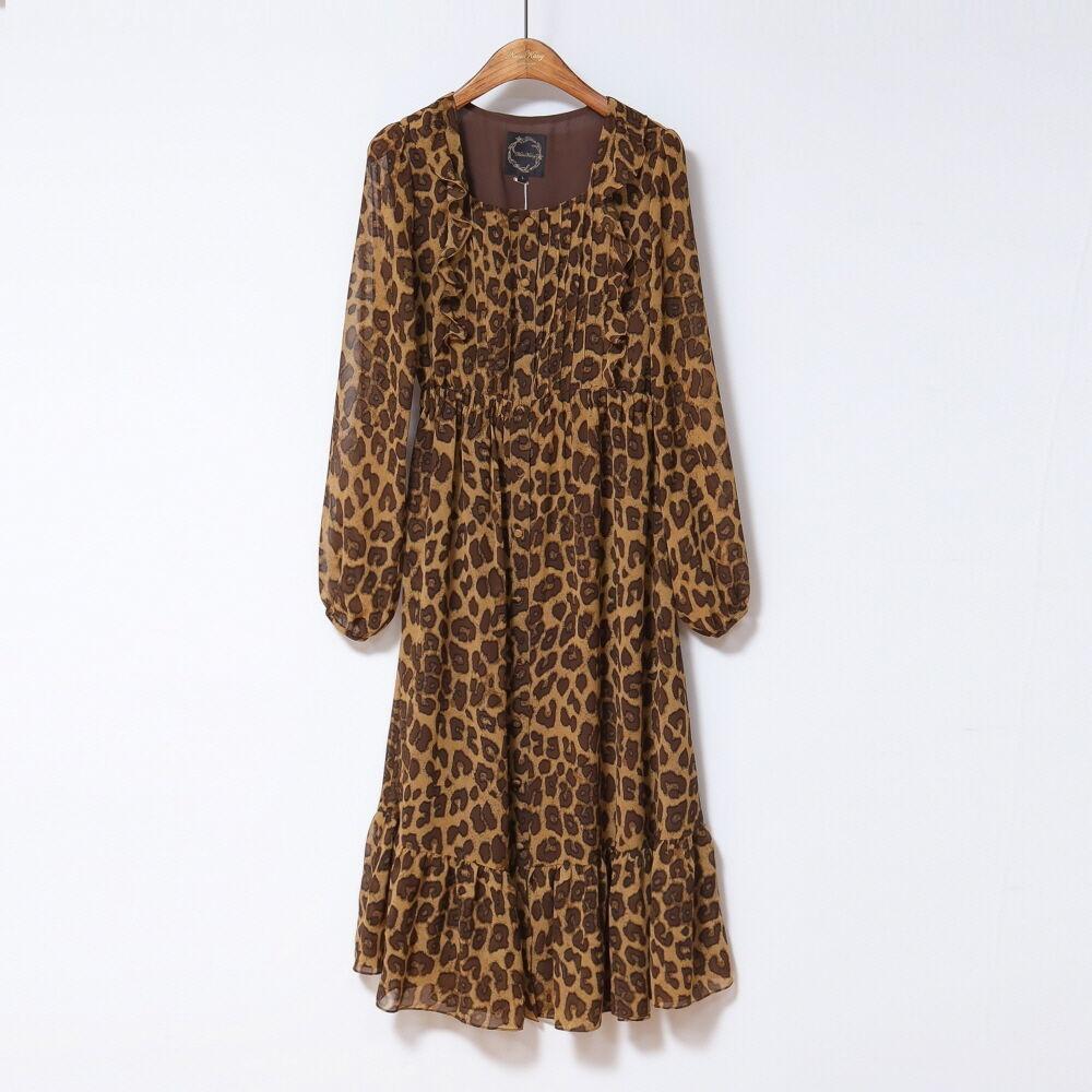 [나루강]Leopard Pintuck Dress
