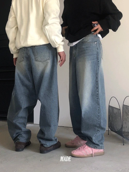 [MADE] Vague washing denim pants (blue)