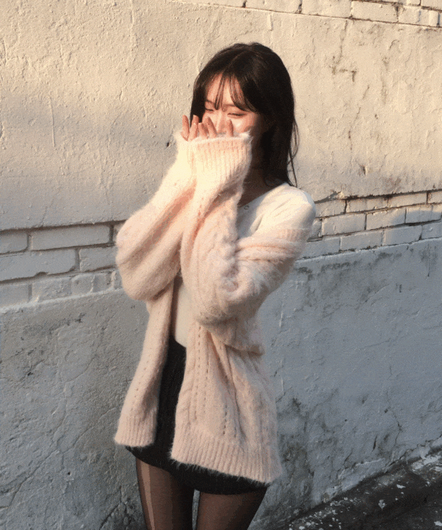 [여리폭닥/루즈핏] 하루 스트로베리 청순 앙고라 버튼 가디건