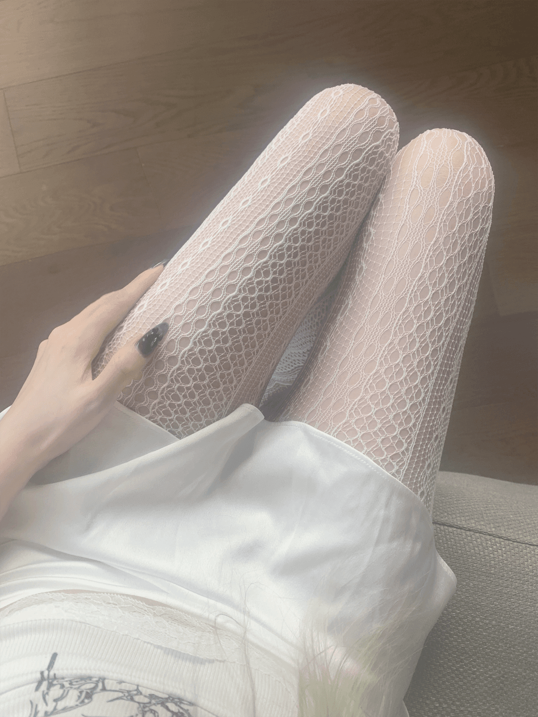 Chelina Vintage Mesh Stockings (white)