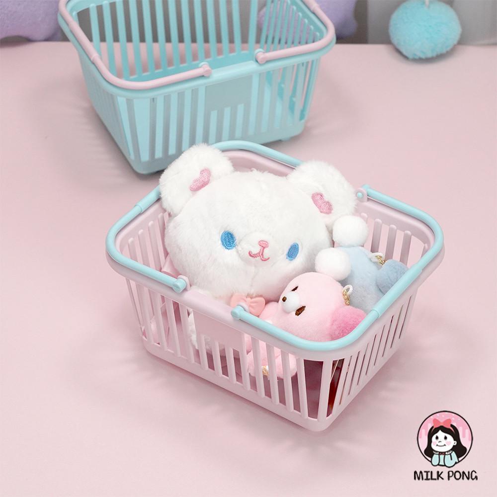 플라스틱 바구니 미니 파스텔 바스켓 책상정리 손잡이 소품 수납바구니