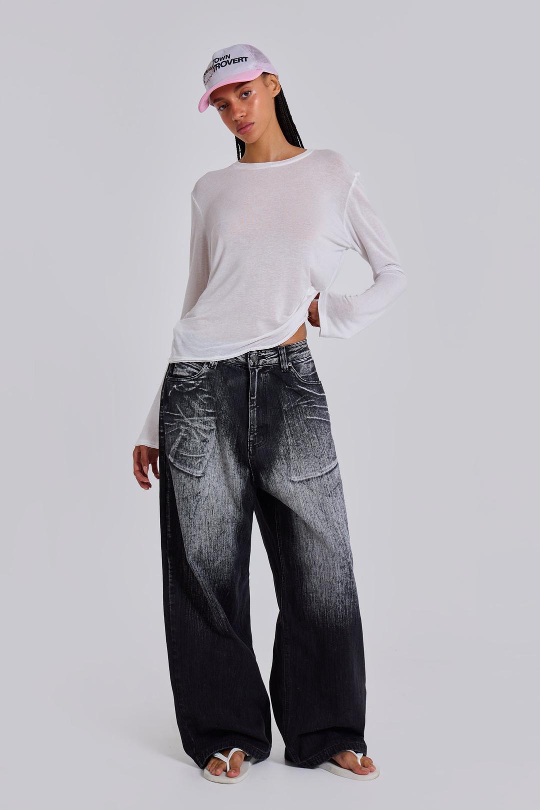Black White Wash XL Colossus Jeans - W26 / Black