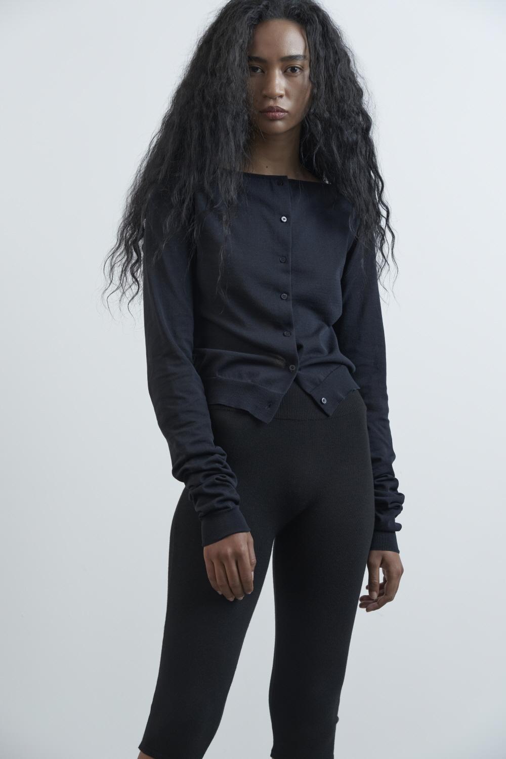 SHEER KNIT LONG SLEEVE CARDIGAN (NAVY)