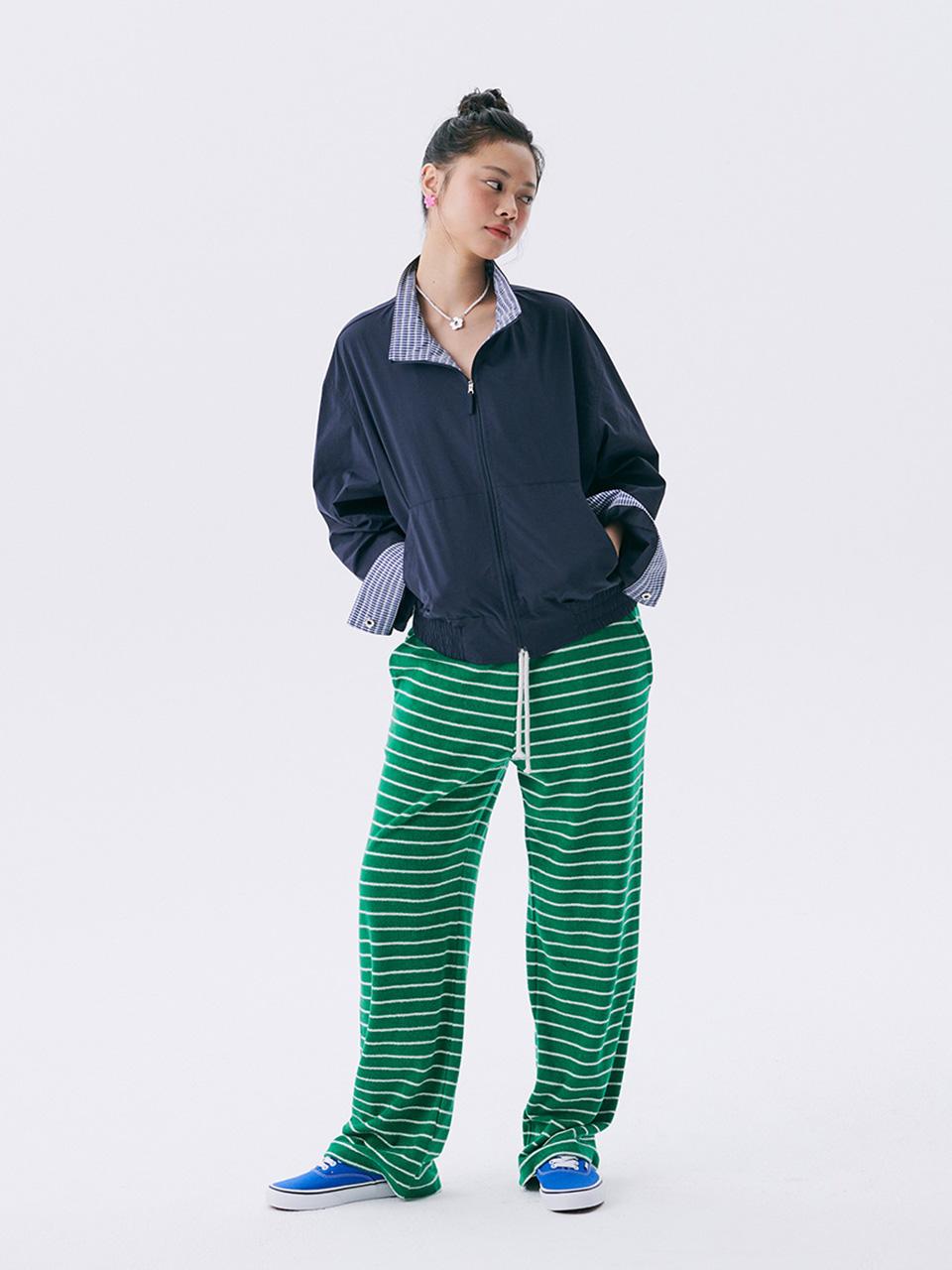 Stripe Terry Banding Pants_Green