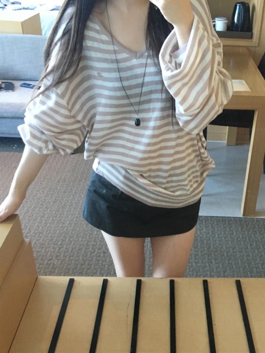 dilo stripe knit *핑크베이지 당일발송