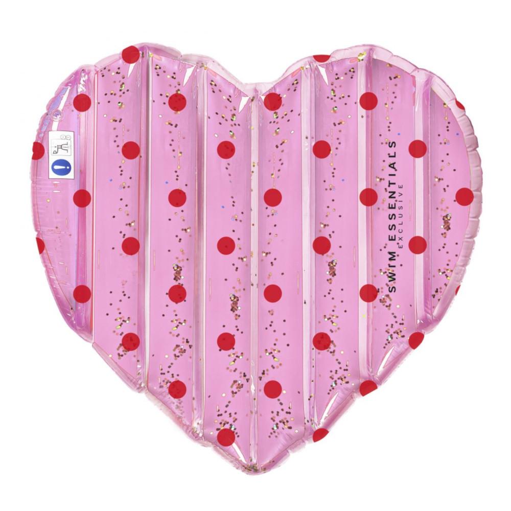 Swim Essentials 워터 에어 튜브 매트리스 도트 하트 - 핑크