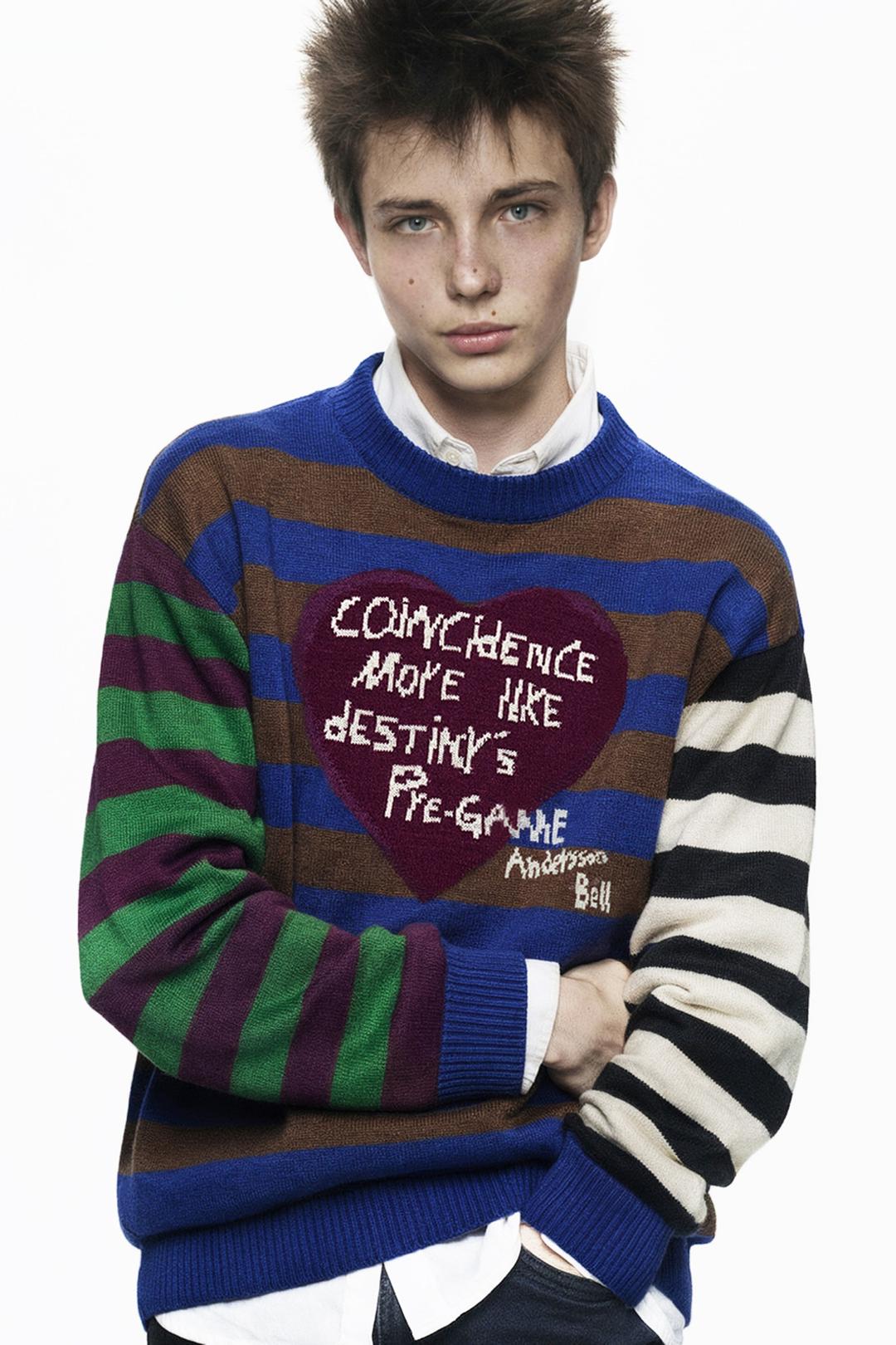 [재입고] BOY'S HEART MESSAGE CREW-NECK SWEATER atb1453m(BLUE/GREEN)