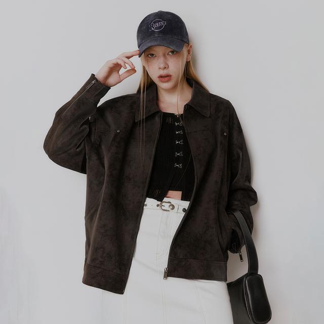 Overfit Suede Jacket in Brown VL5SM023-93