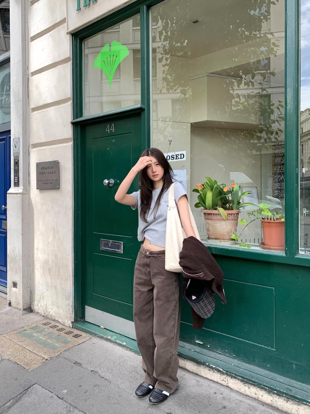 프릴리 [SANGE] Rusty Waist-Detail Cotton Pants