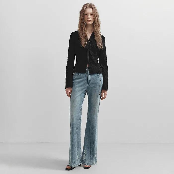 Demage Boots Cut Denim Pants in Blue VJ5SL401-22