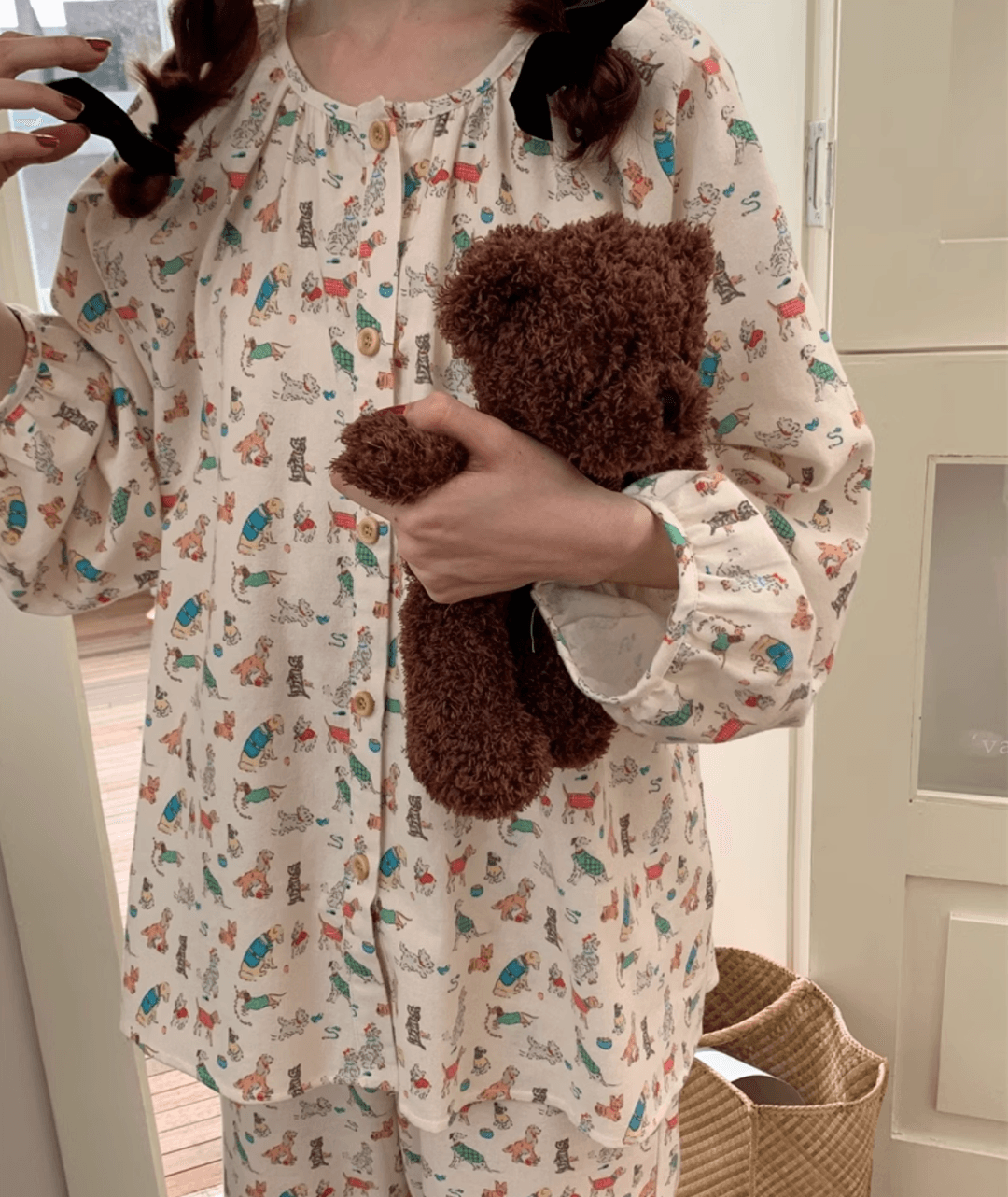 퍼피 파자마 / 귀여운 동물 패턴 잠옷 세트