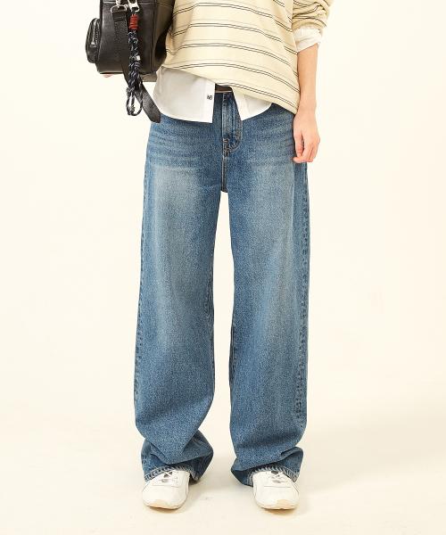 라벨아카이브(LABELARCHIVE)  W Mariam wide fit jeans mid blue wash - 사이즈 & 후기 | 무신사
