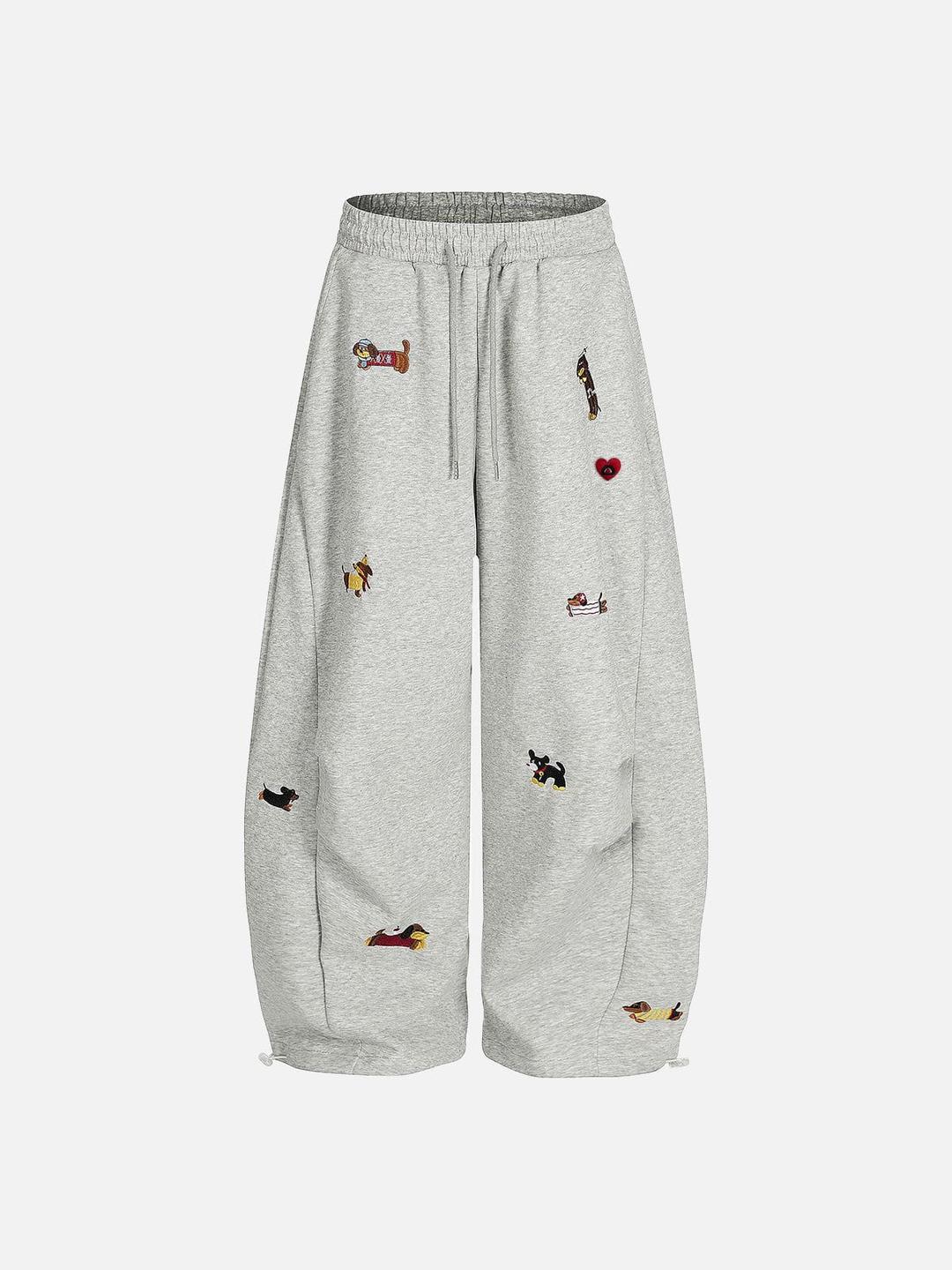 Aelfric Eden Embroidery Puppy Baaggy Barrel Sweatpants - Grey / XS