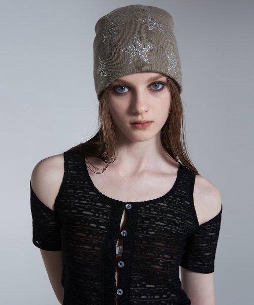 Star crystal cubic Beanie [Mocha]