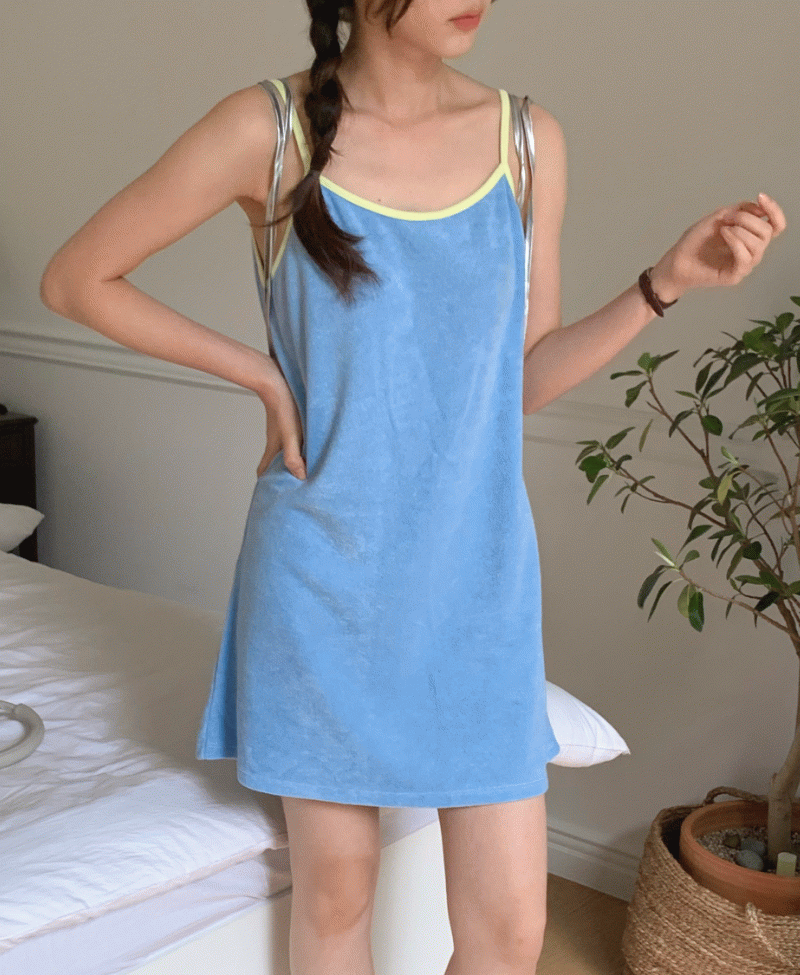 [주문폭주❤] 베베 타올 테리 배식 커버업 나시 미니 원피스 [수영복커버업,비치웨어,비치원피스,휴양지룩]