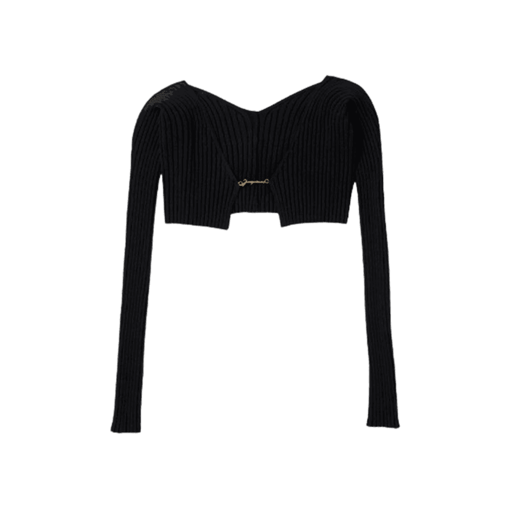 자크뮈스 라 마이유 프랄루 마이크로 참 로고 가디건 블랙 (W)