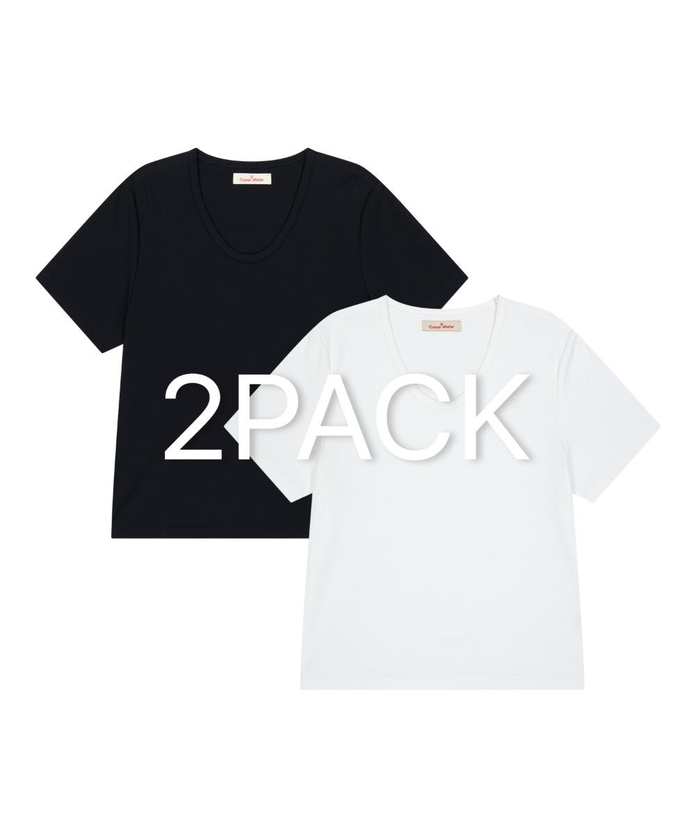 [2PACK] A3508 에센셜 U넥 티셔츠_2 COLOR