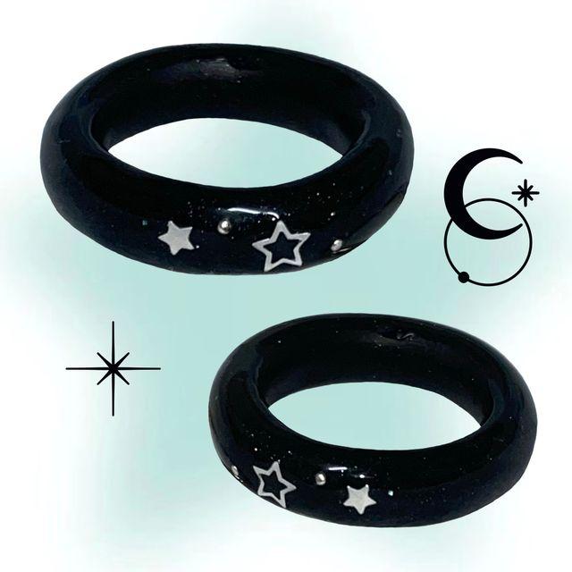 블랙 스타 반지 (Black Star ring) / 클레이링 Y2K 키치 하이틴 별반지
