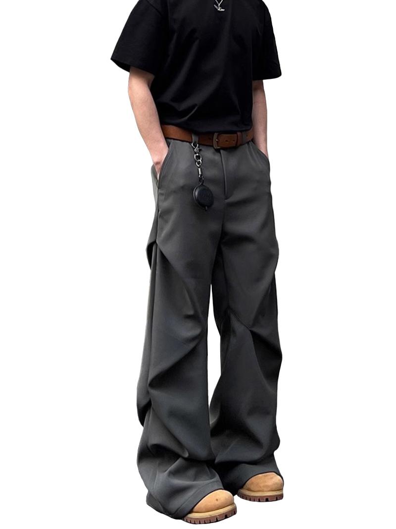 Irregular Pleated wdie Pants (3Color)