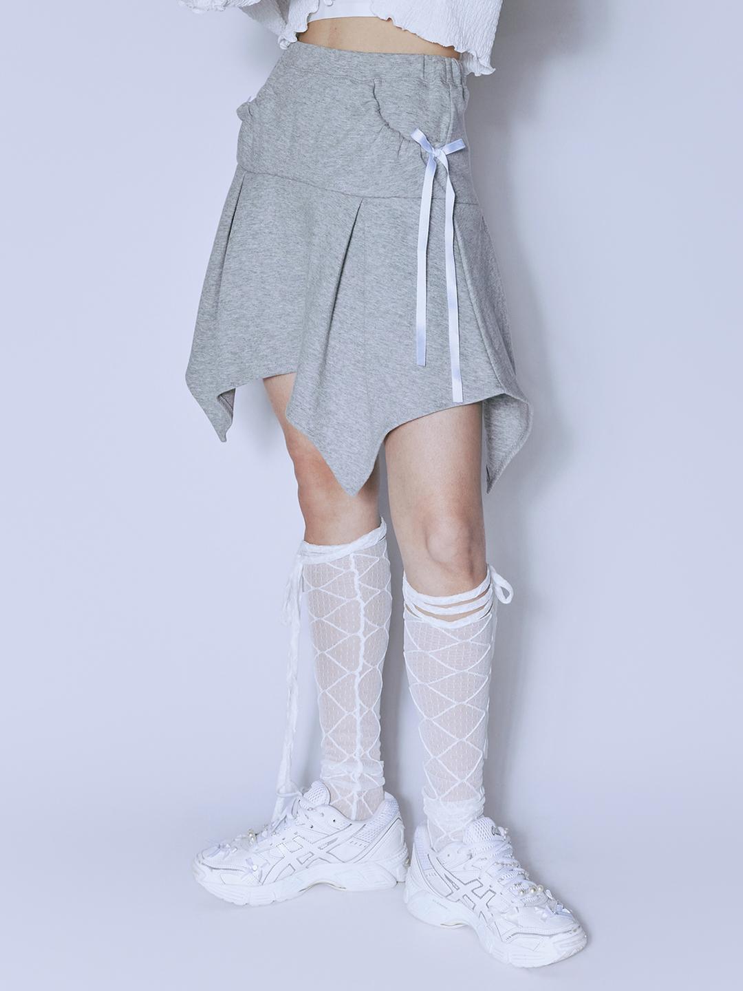 UNBALANCE FALRY SKIRT_MELANGE GREY