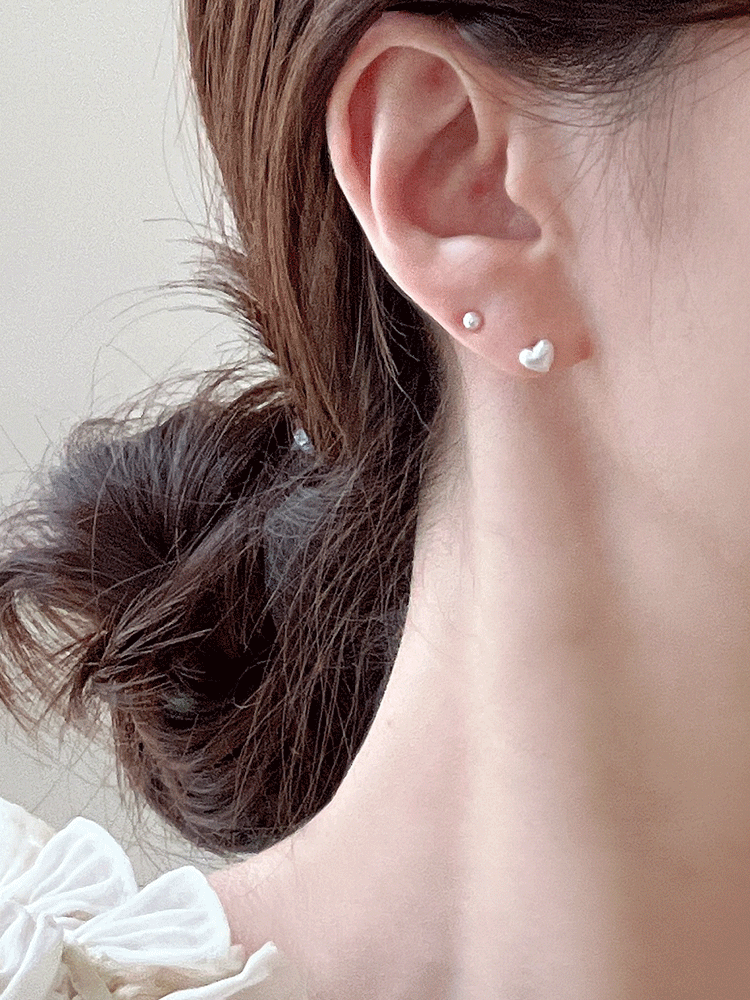 925 silver powdery heart earring