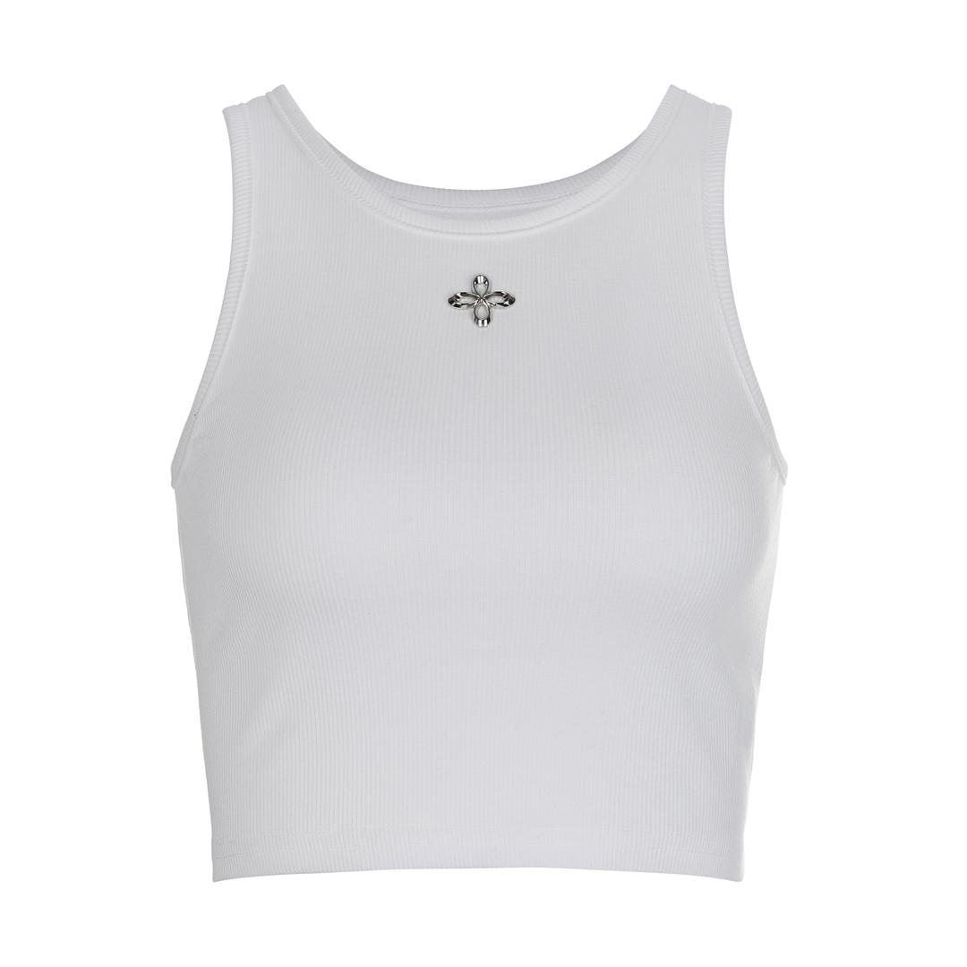 surgery metal clover logo crop sleeveless 'white'