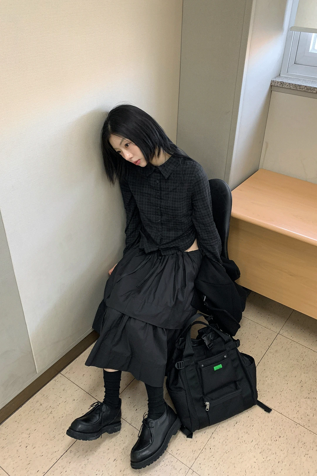 SIDE TIE CHECK SHIRT