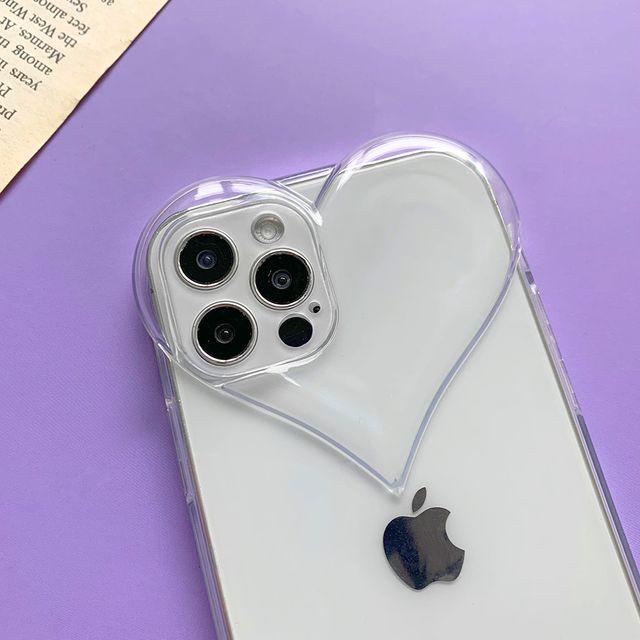 클리어 투명 하트 카메라 아이폰 케이스