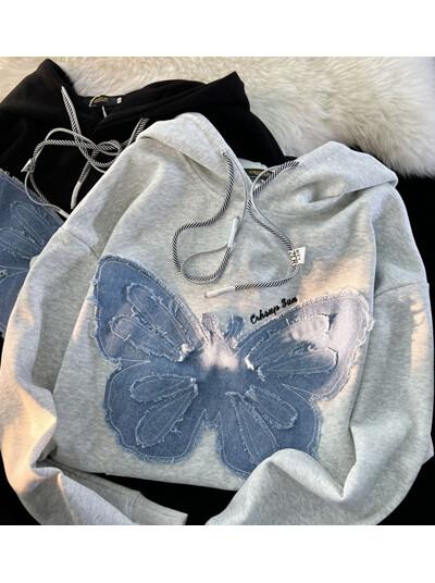 아테르 데님 나비 후드 맨투맨 2color