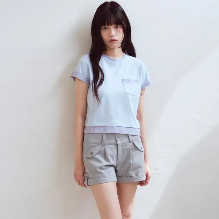 Flap Pocket Cabra Shorts, Blue