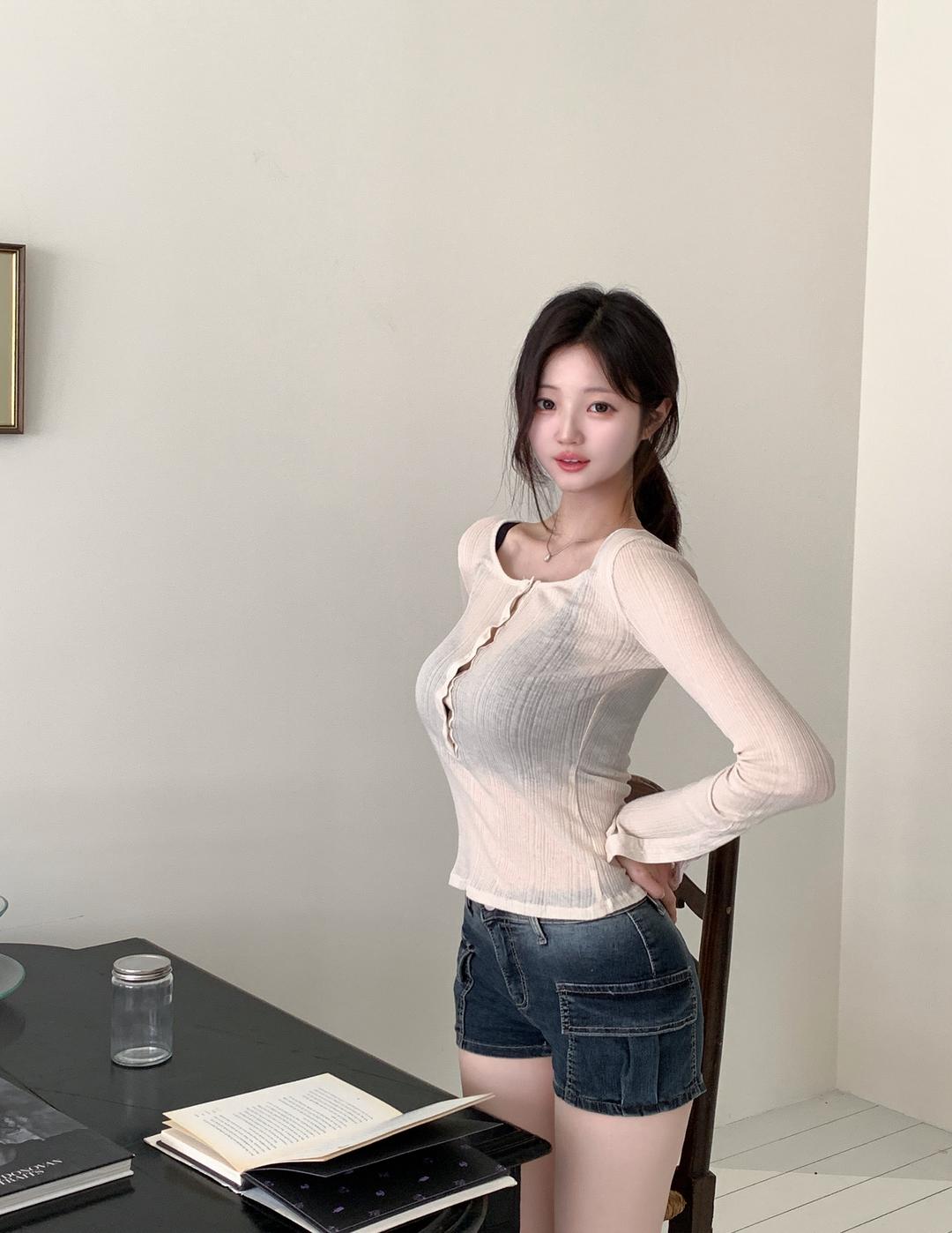 잔느 [모델극찬] 타르트 카고 데님 숏팬츠