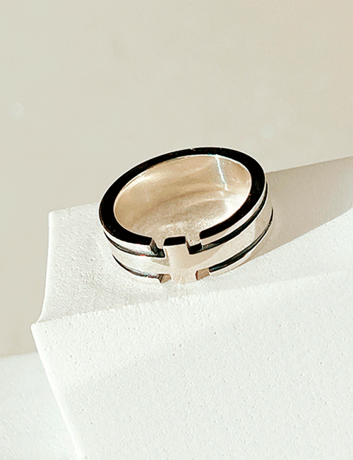 [실버 92.5/문구각인] 크로스 블랙 볼드 (Cross Black Bold) , 반지