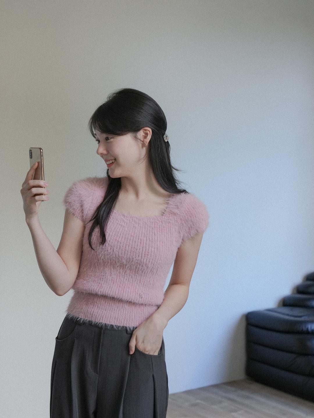 [NouArté] 소베르 헤어리 니트 (핑크)