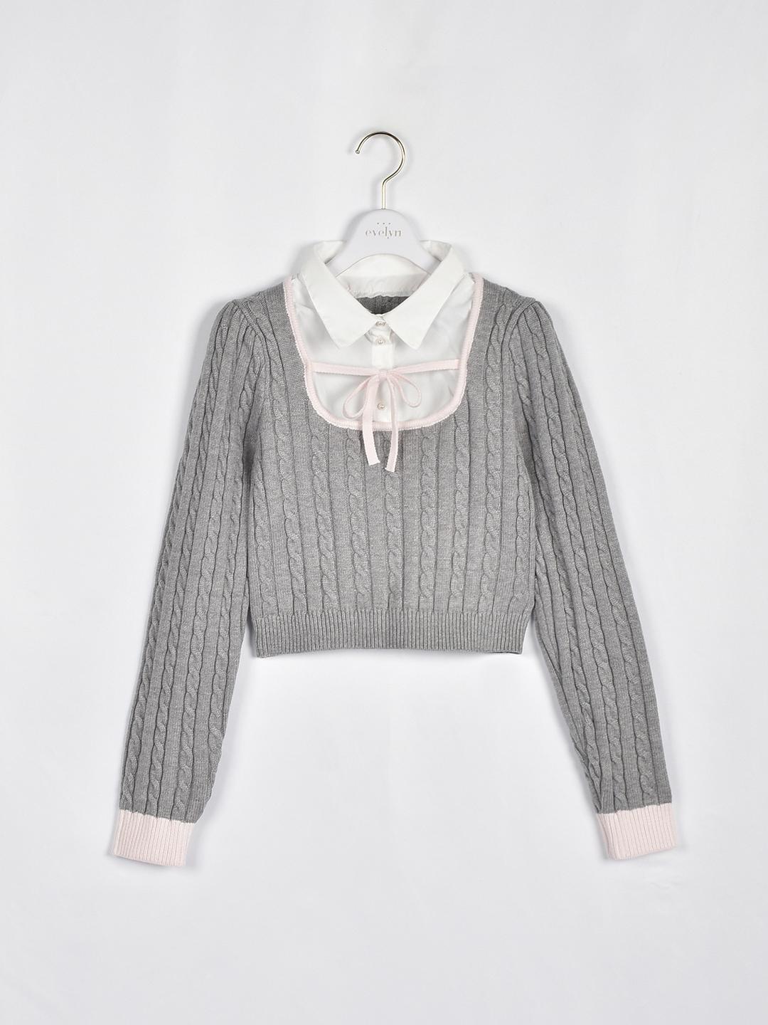 バイカラーシャツドッキングニット