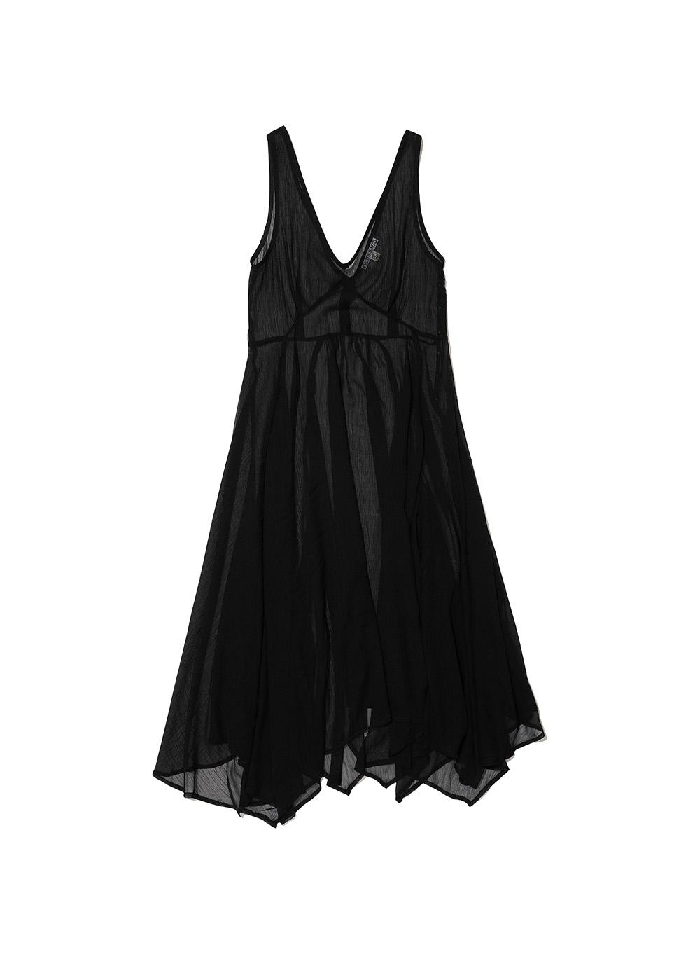 [WOMEN] SHEER UNBALANCE LAYERED DRESS_BLACK