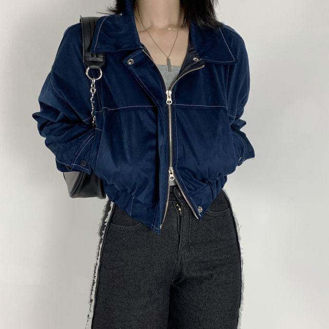 웨이드 스티치 크롭 투웨이 집업 점퍼 [2color] _디코럼