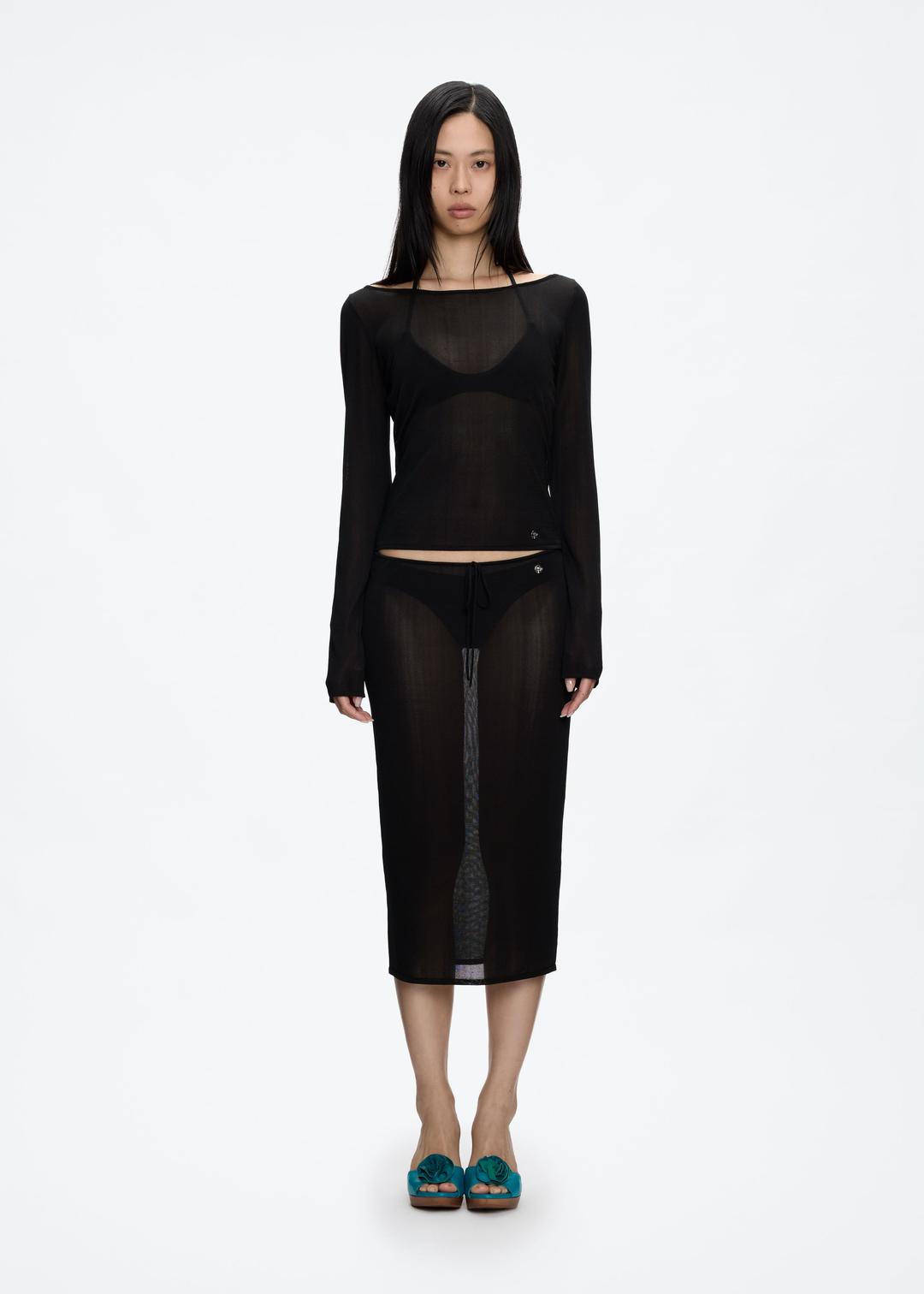 Sheer Silk Midi Skirt - Tank Air