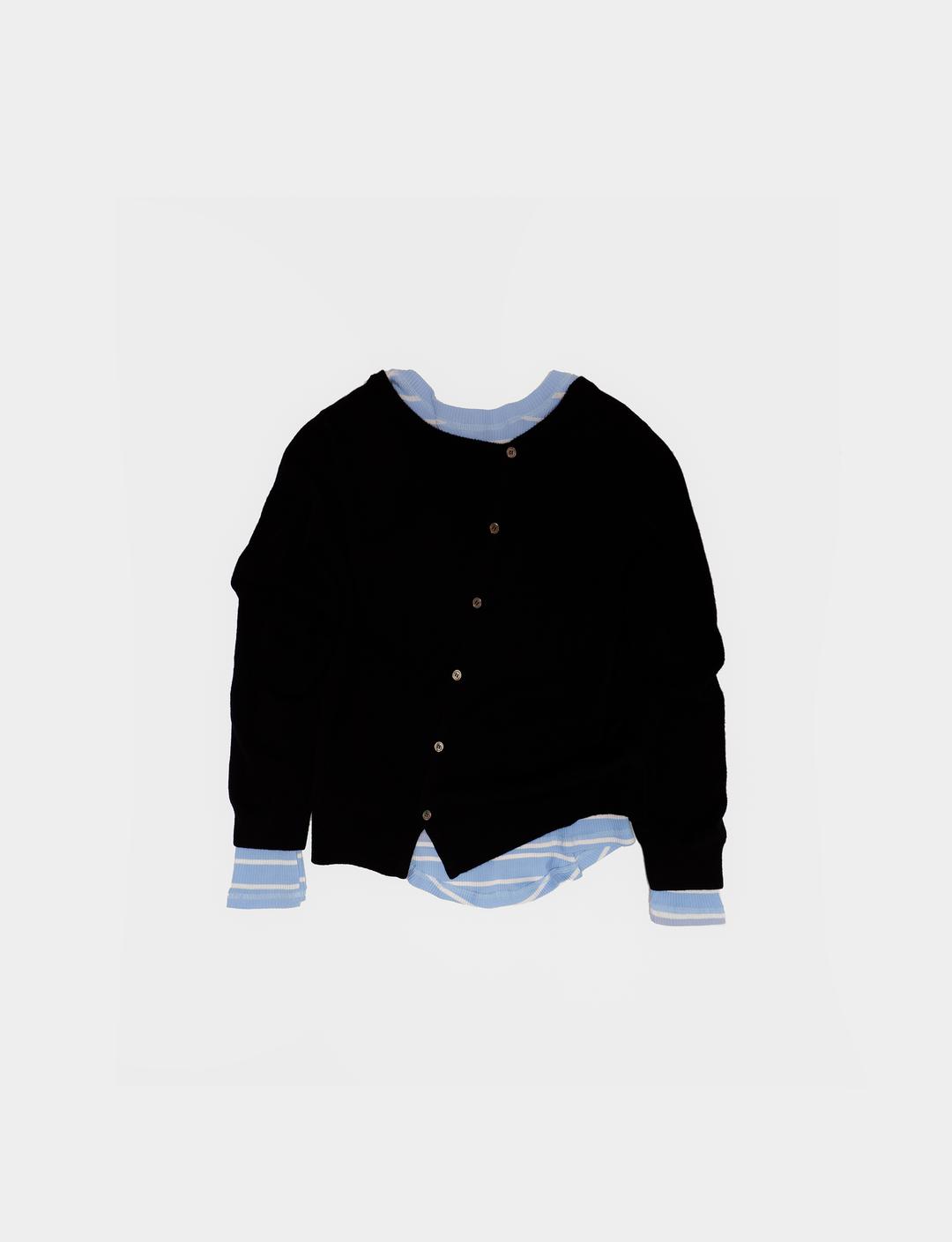 Oblique line wool cardigan In Black (3c)
