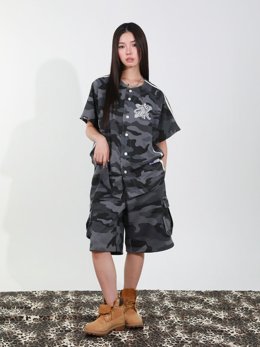 TOUGH BEAR CAMO HALF PANTS BLACK