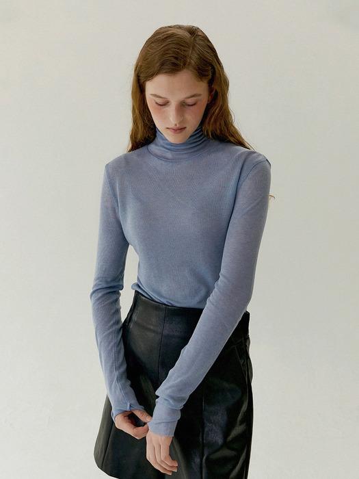 [25F/W 재입고]ERICA sheer wool turtle neck T-shirt_ Dust Blue