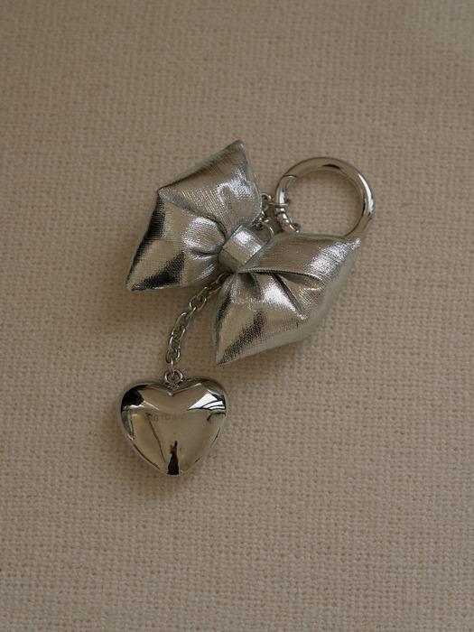 하트 리본 키링 Heart Ribbon Keyring_Silver