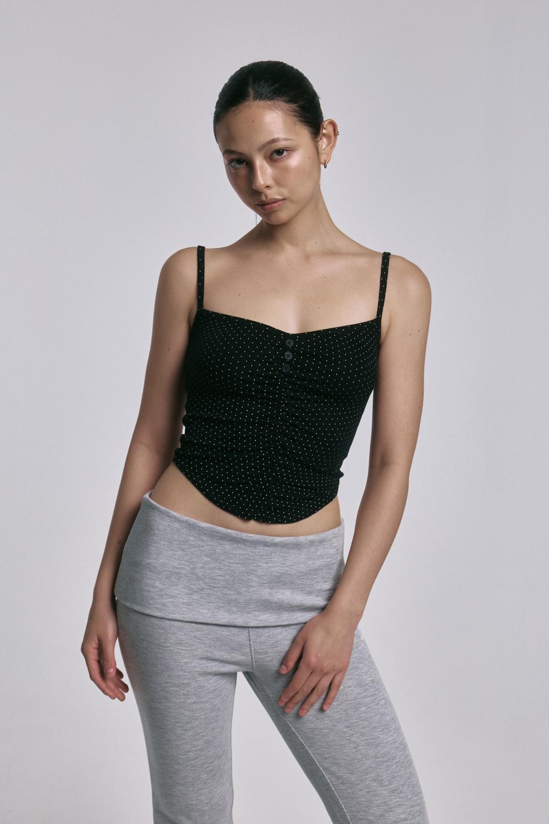 Dia Dot Sleeveless Top (Black)