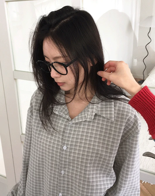 [unisex] 시루미 체크 긴팔 셔츠 (4color)